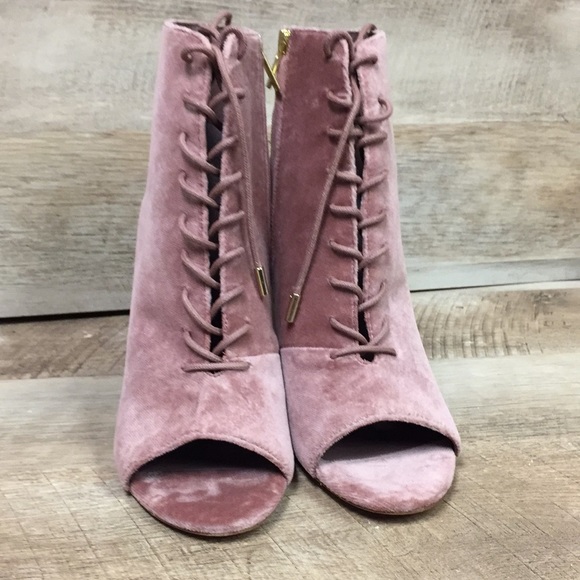 Joie Lakia Open Toe Velvet Bootie Soft Mauve 37.5 EU 7 1/2 US 7.5 - Picture 6 of 11